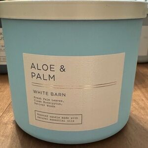 BBW New 3-Wick Candle, Aloe & Palm, White Barn - Discontinued